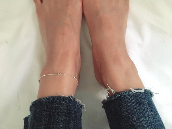 New Silver Ball Ankle 925 925 Chain Slim