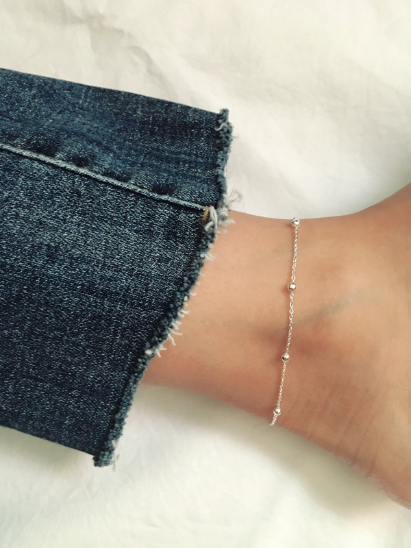 New Silver Ball Ankle 925 925 Chain Slim