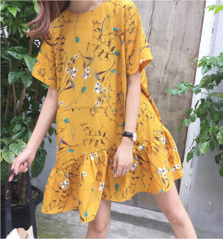 New Women Dress Summer short-sleeved pullover flow