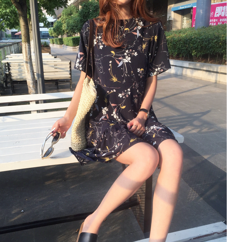 New Women Dress Summer short-sleeved pullover flow