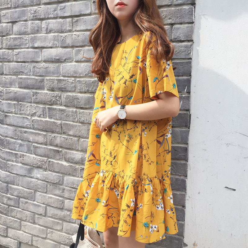 New Women Dress Summer short-sleeved pullover flow