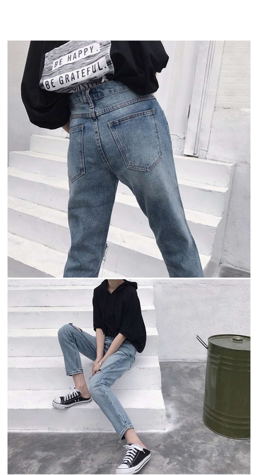 Women Jeans Pants Daily Torn Date Denim Pants Girl