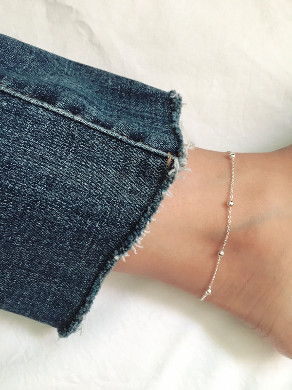 New Silver Ball Ankle 925 925 Chain Slim