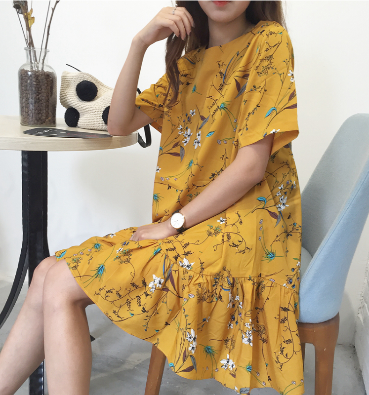 New Women Dress Summer short-sleeved pullover flow