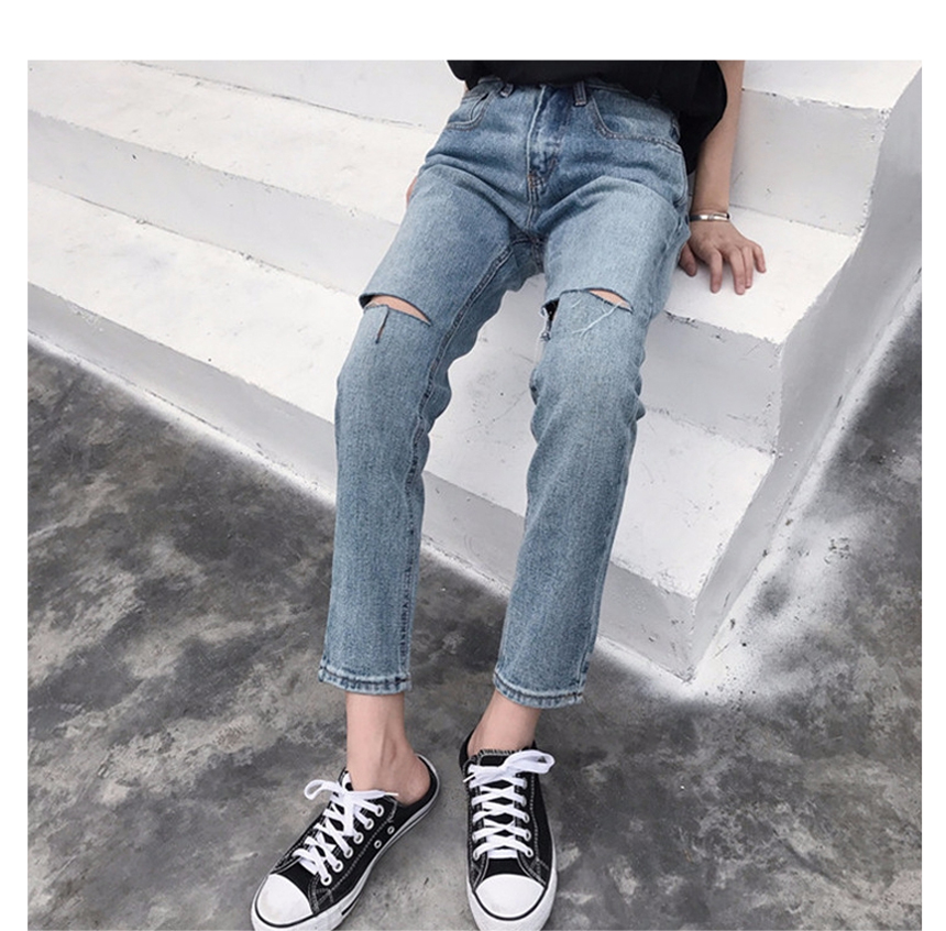 Women Jeans Pants Daily Torn Date Denim Pants Girl