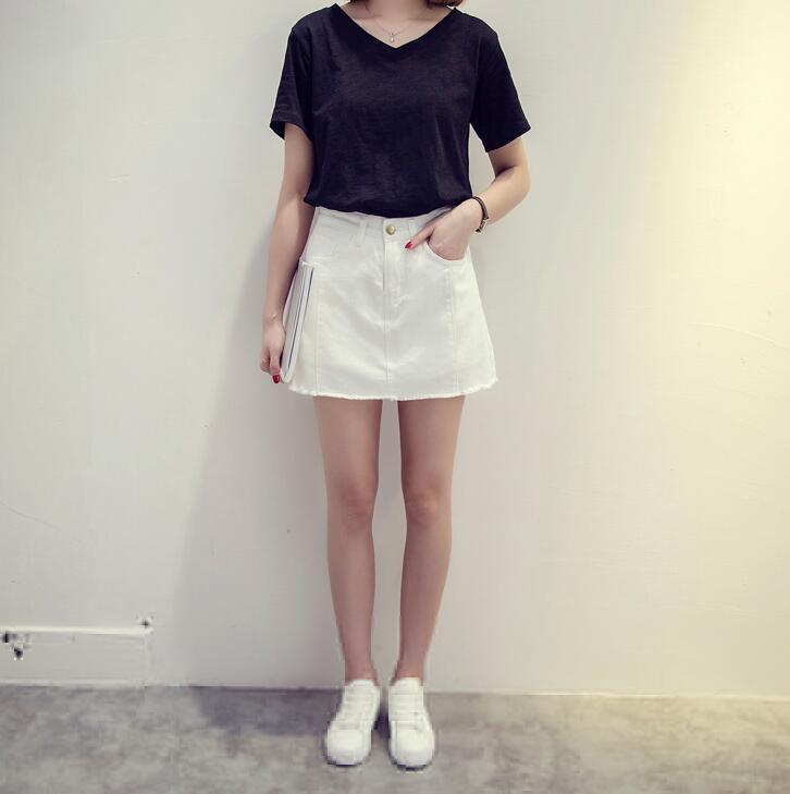 Denim Skirt Simple basic A-line vintage denim pant