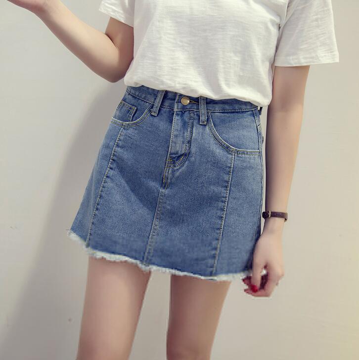 Denim Skirt Simple basic A-line vintage denim pant