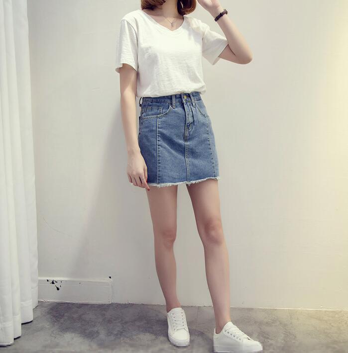 Denim Skirt Simple basic A-line vintage denim pant