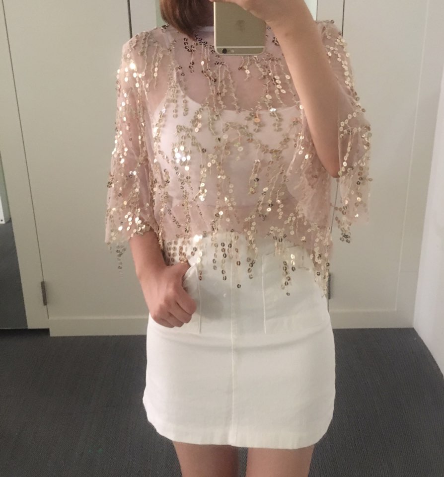 NEW FASHION LADY GIRL Blouse sequin blouse shorts