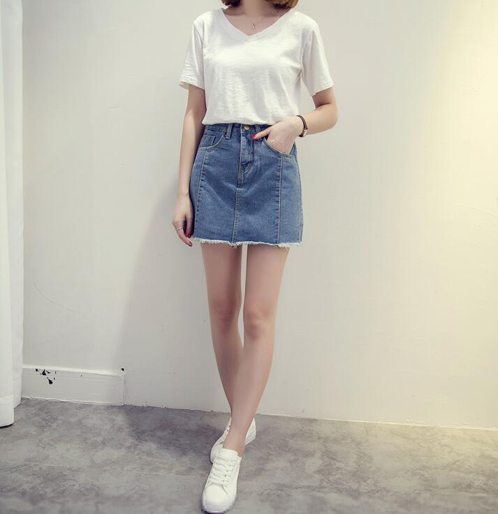 Denim Skirt Simple basic A-line vintage denim pant