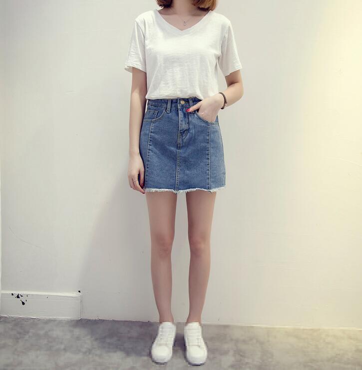 Denim Skirt Simple basic A-line vintage denim pant
