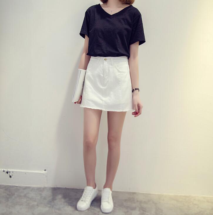 Denim Skirt Simple basic A-line vintage denim pant