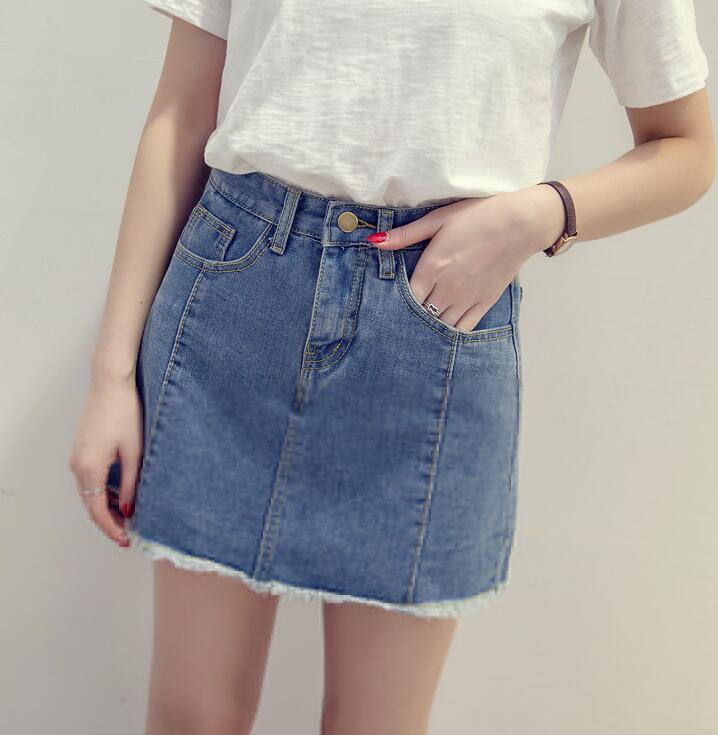 Denim Skirt Simple basic A-line vintage denim pant