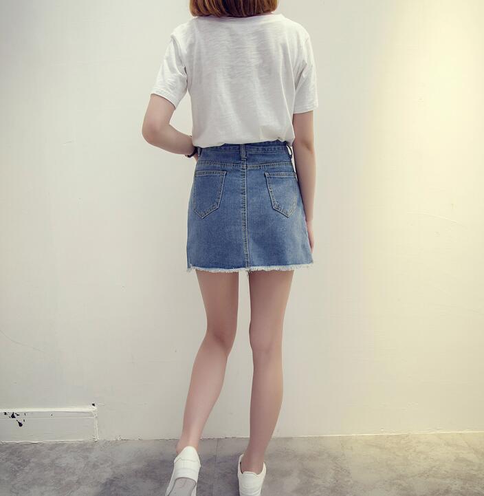 Denim Skirt Simple basic A-line vintage denim pant