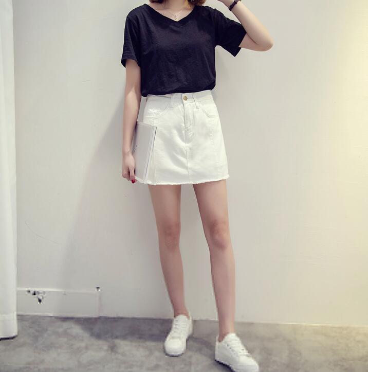 Denim Skirt Simple basic A-line vintage denim pant