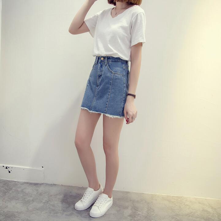 Denim Skirt Simple basic A-line vintage denim pant