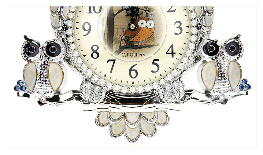 Owls Family Wall Clock Gold, silver, white Living 