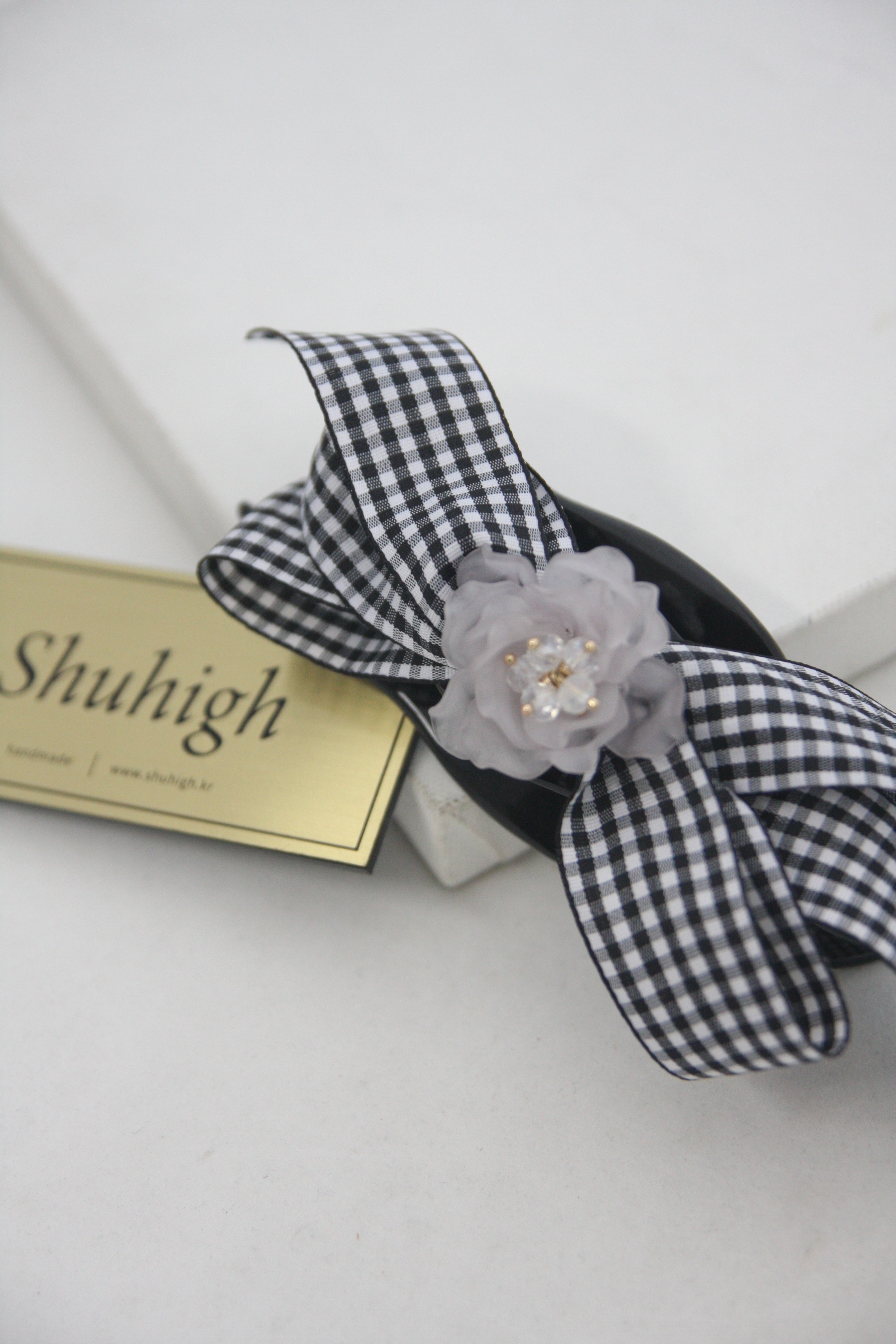 Check Wang Ribbon Head Tong Pin Hair