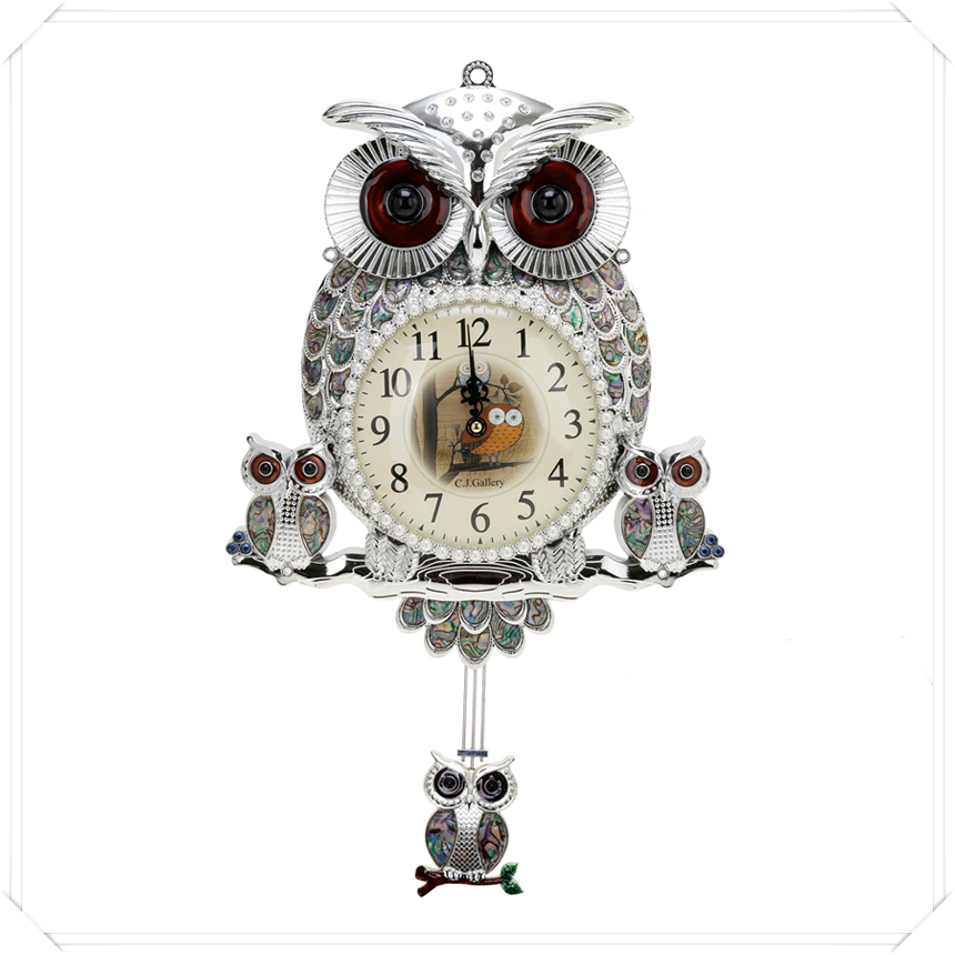 Owls Family Wall Clock Gold, silver, white Living 