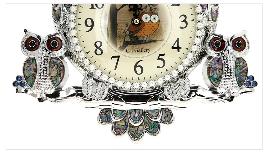 Owls Family Wall Clock Gold, silver, white Living 