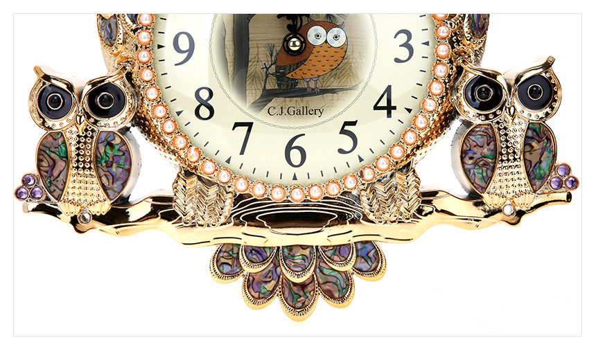 Owls Family Wall Clock Gold, silver, white Living 