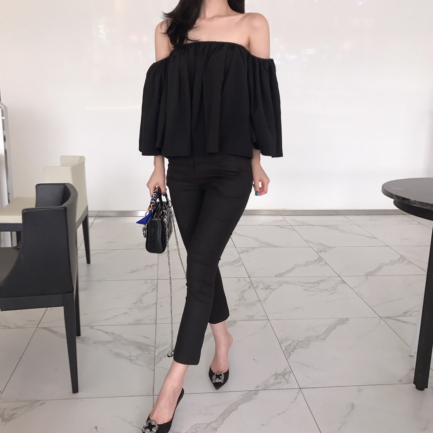 NEW FASHION LADY GIRL Blouse Rose Off-Shoulder Blo