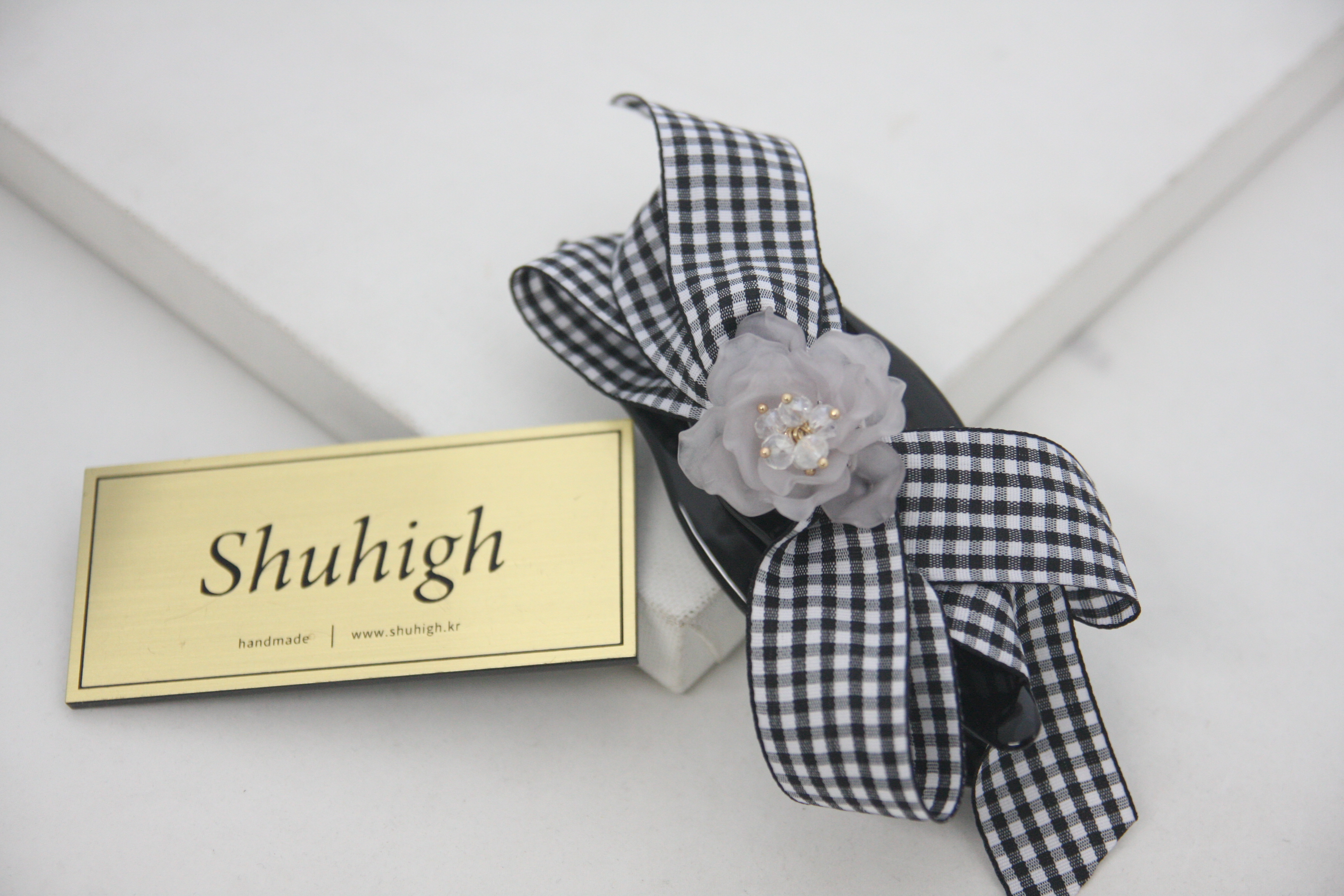 Check Wang Ribbon Head Tong Pin Hair