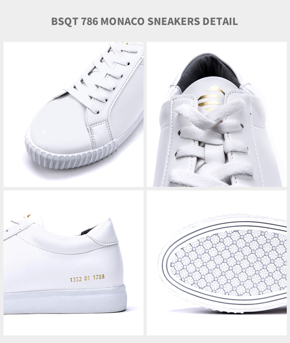 Men Height Shoes Monaco Lined Keyed Sneakers White