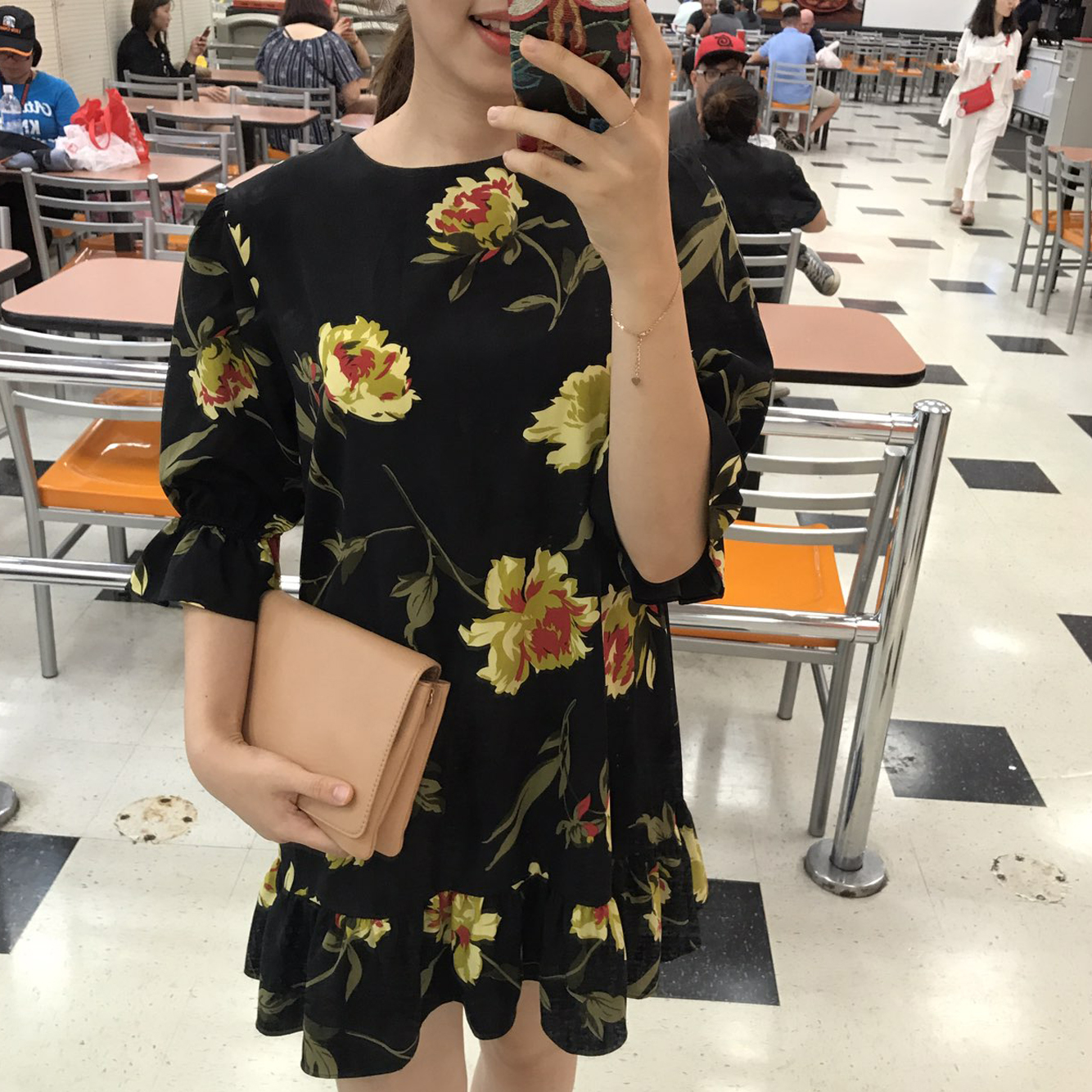 New Women's Dress Haggle Flower One Piece Frill