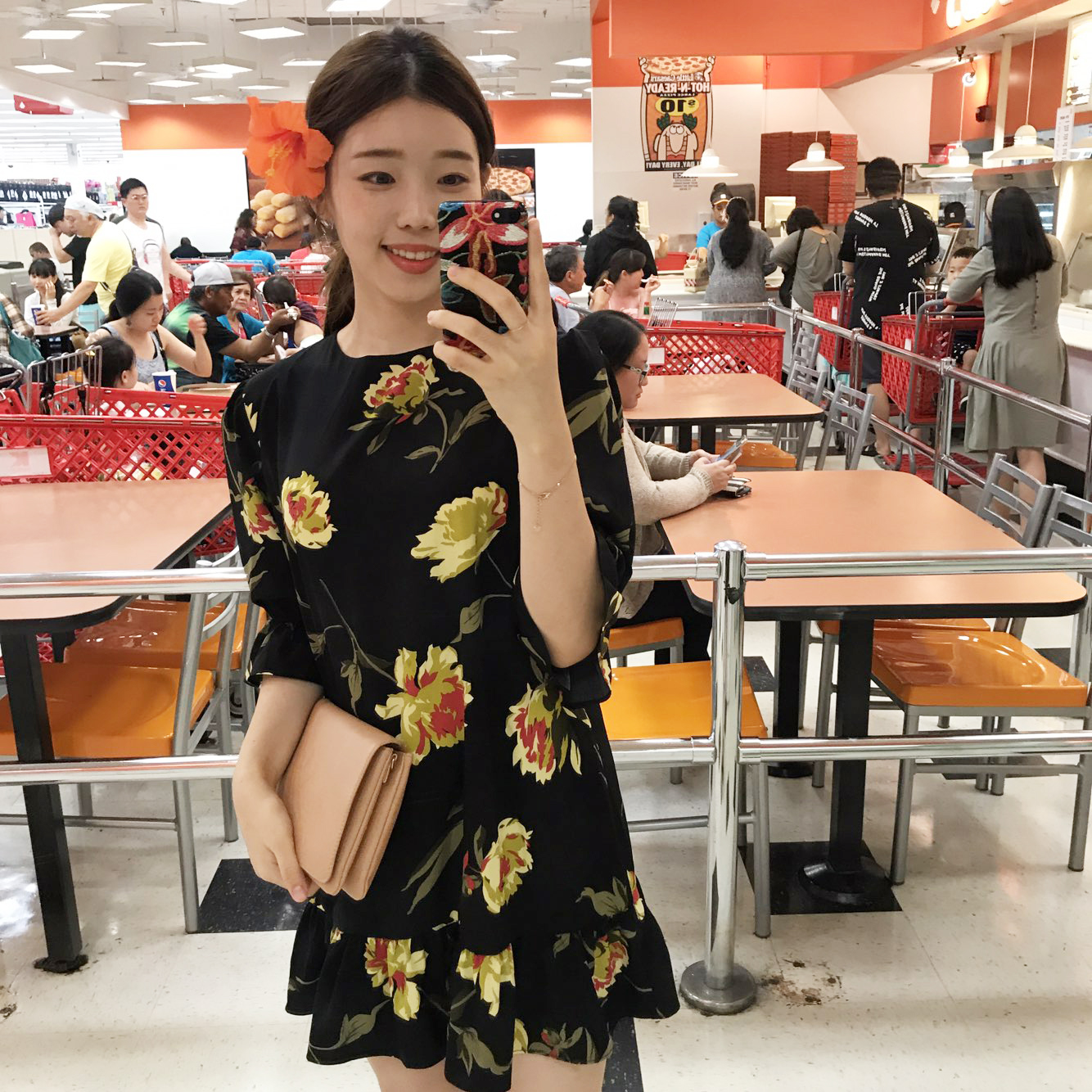 New Women's Dress Haggle Flower One Piece Frill