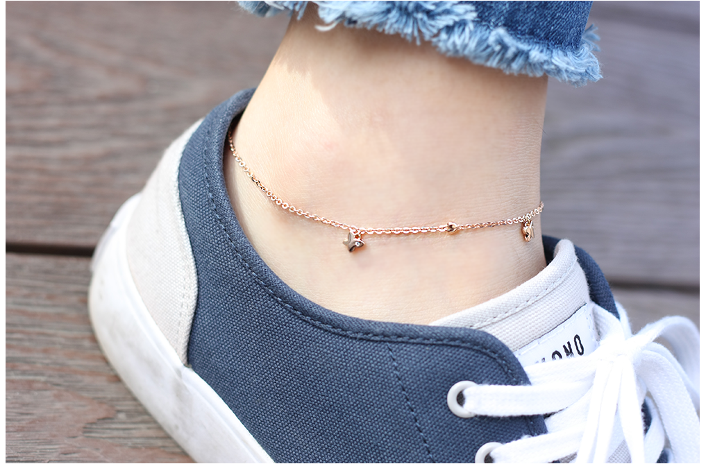 New 14K 18K Heart Butterfly Chain Ankle 14k 18k Gi
