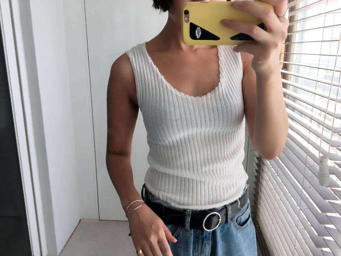 Goliath knit woman to reduce 4color Sleeveless Cro