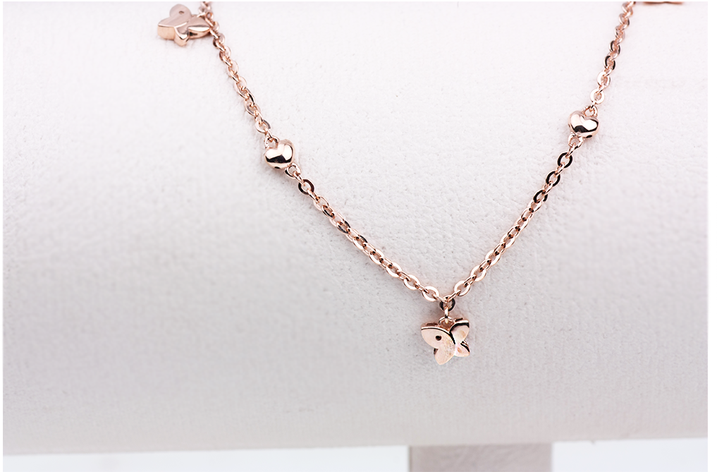 New 14K 18K Heart Butterfly Chain Ankle 14k 18k Gi