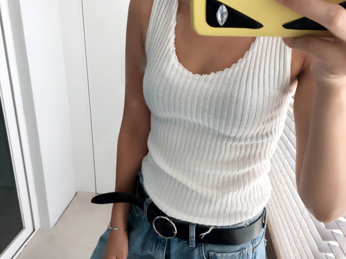 Goliath knit woman to reduce 4color Sleeveless Cro