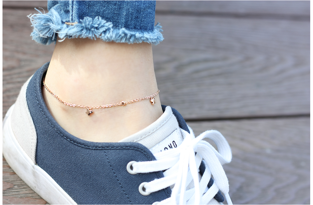 New 14K 18K Heart Butterfly Chain Ankle 14k 18k Gi