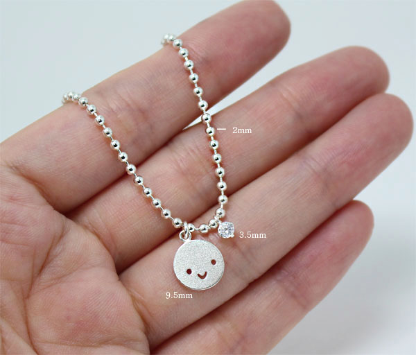 Cubic Smile Anklet 20 ~ 28cm Silver Ball Girl Chai