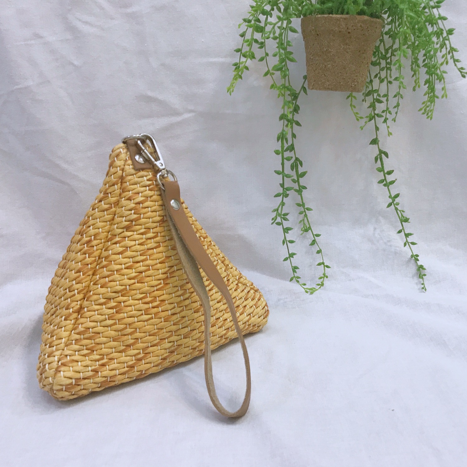 New Triangular Mini Ratan Cross Bag Utilized High 