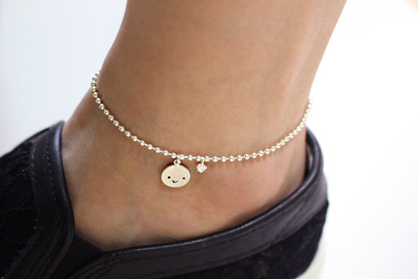 Cubic Smile Anklet 20 ~ 28cm Silver Ball Girl Chai