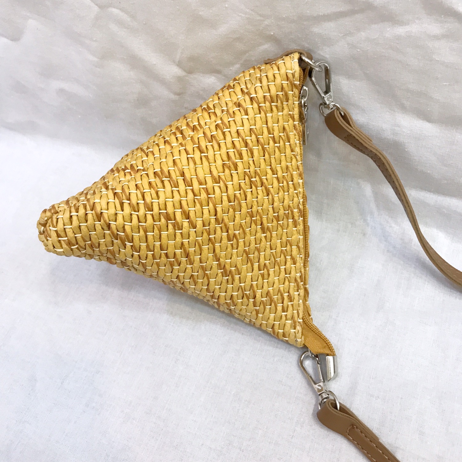 New Triangular Mini Ratan Cross Bag Utilized High 