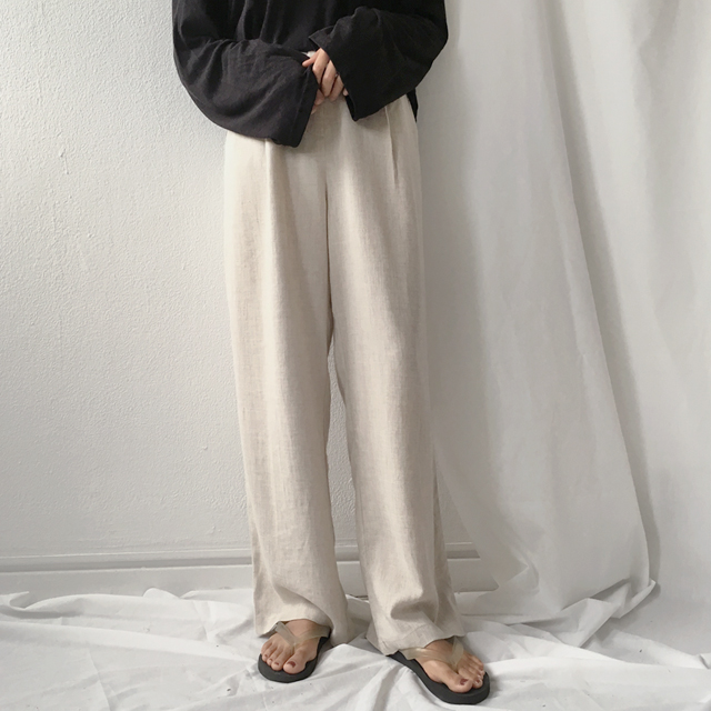 New Women's Pants Linen Bending Wide Long Slack