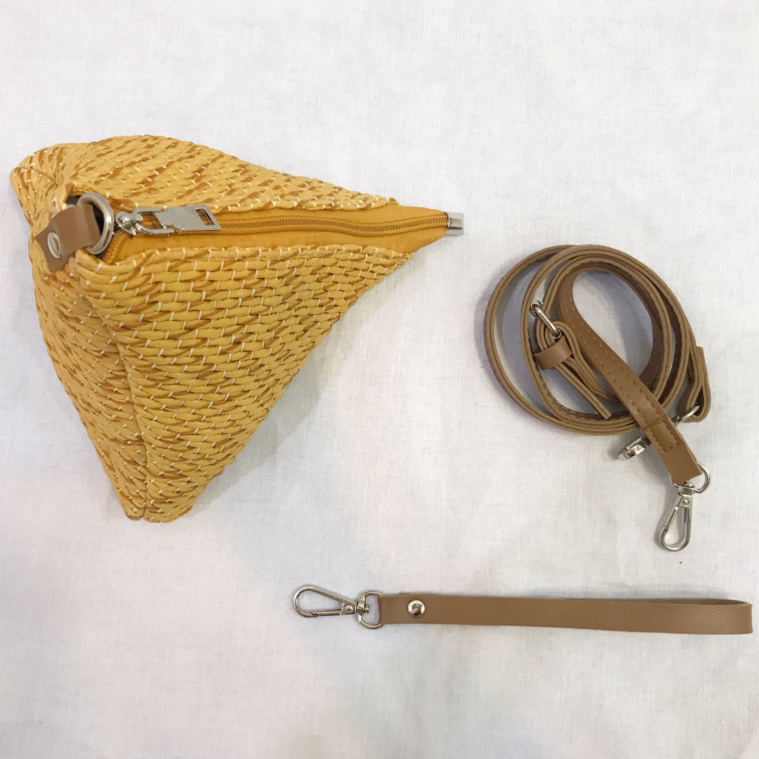 New Triangular Mini Ratan Cross Bag Utilized High 