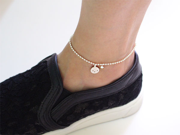 Cubic Smile Anklet 20 ~ 28cm Silver Ball Girl Chai