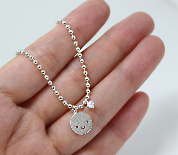 Cubic Smile Anklet 20 ~ 28cm Silver Ball Girl Chai