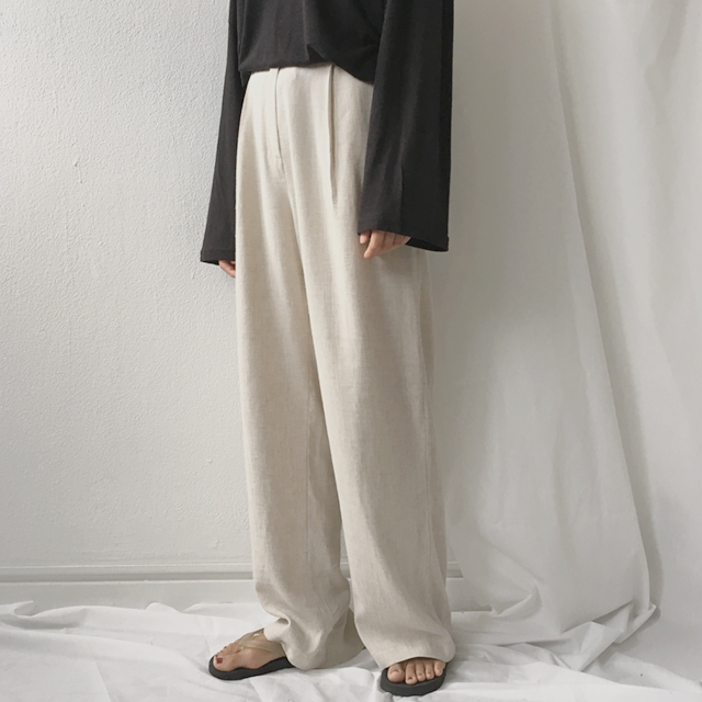 New Women's Pants Linen Bending Wide Long Slack