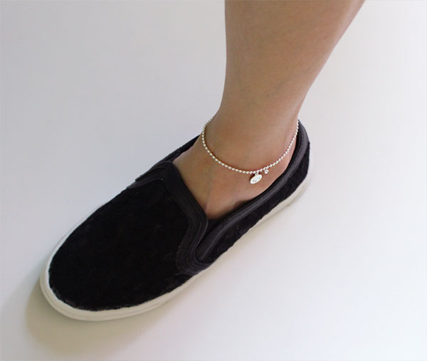 Cubic Smile Anklet 20 ~ 28cm Silver Ball Girl Chai