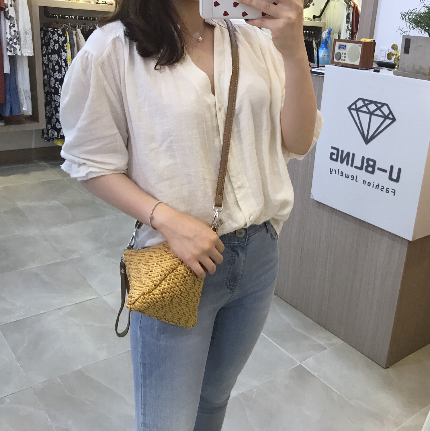 New Triangular Mini Ratan Cross Bag Utilized High 