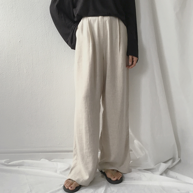 New Women's Pants Linen Bending Wide Long Slack