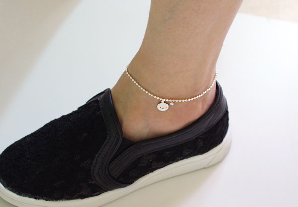 Cubic Smile Anklet 20 ~ 28cm Silver Ball Girl Chai