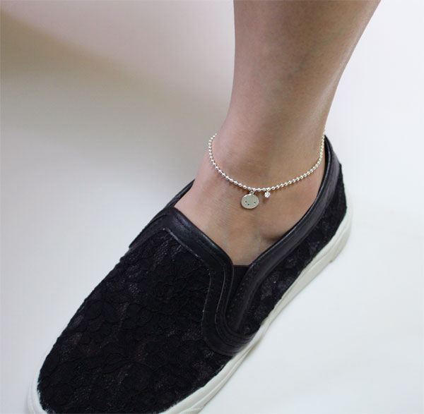 Cubic Smile Anklet 20 ~ 28cm Silver Ball Girl Chai