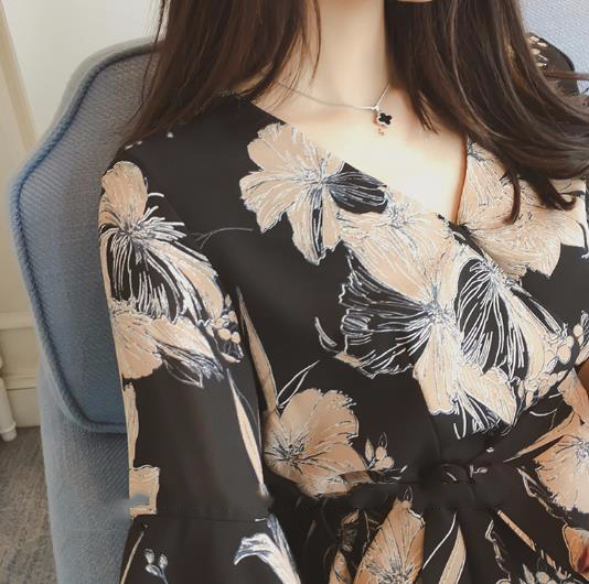 New Women Dress Lev Ethnic Flower V Neck Wrap Dres